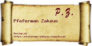 Pfeferman Zakeus névjegykártya